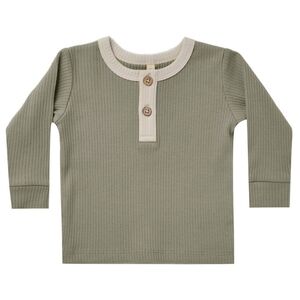 Quincy Mae Ribbed Long Sleeve Henley | Fern 4-5T